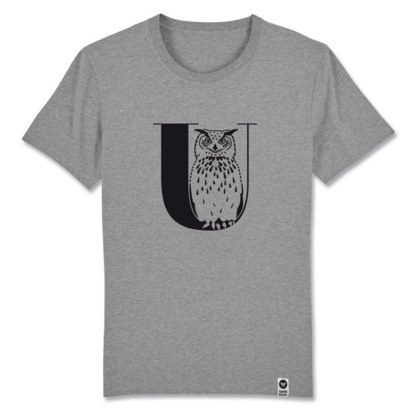 bambiboom Fairtrade T-Shirt Print Aufdruck Typo Shirt Unisex Männer Frauen Uhu Tiermotiv