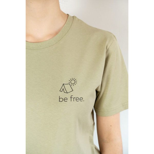 bambiboom Fairtrade T-Shirt Unisex Damen Herren Print Aufdruck Empowerment Shirt be free, salbeigrün pastellgrün